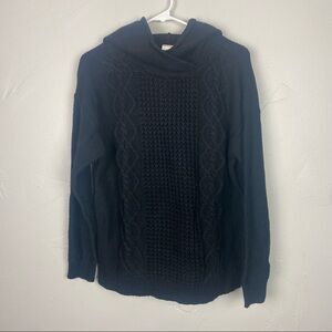 Roxy | Black Hooded Thick Cable Knit Long Sleeve Sweater Size Medium